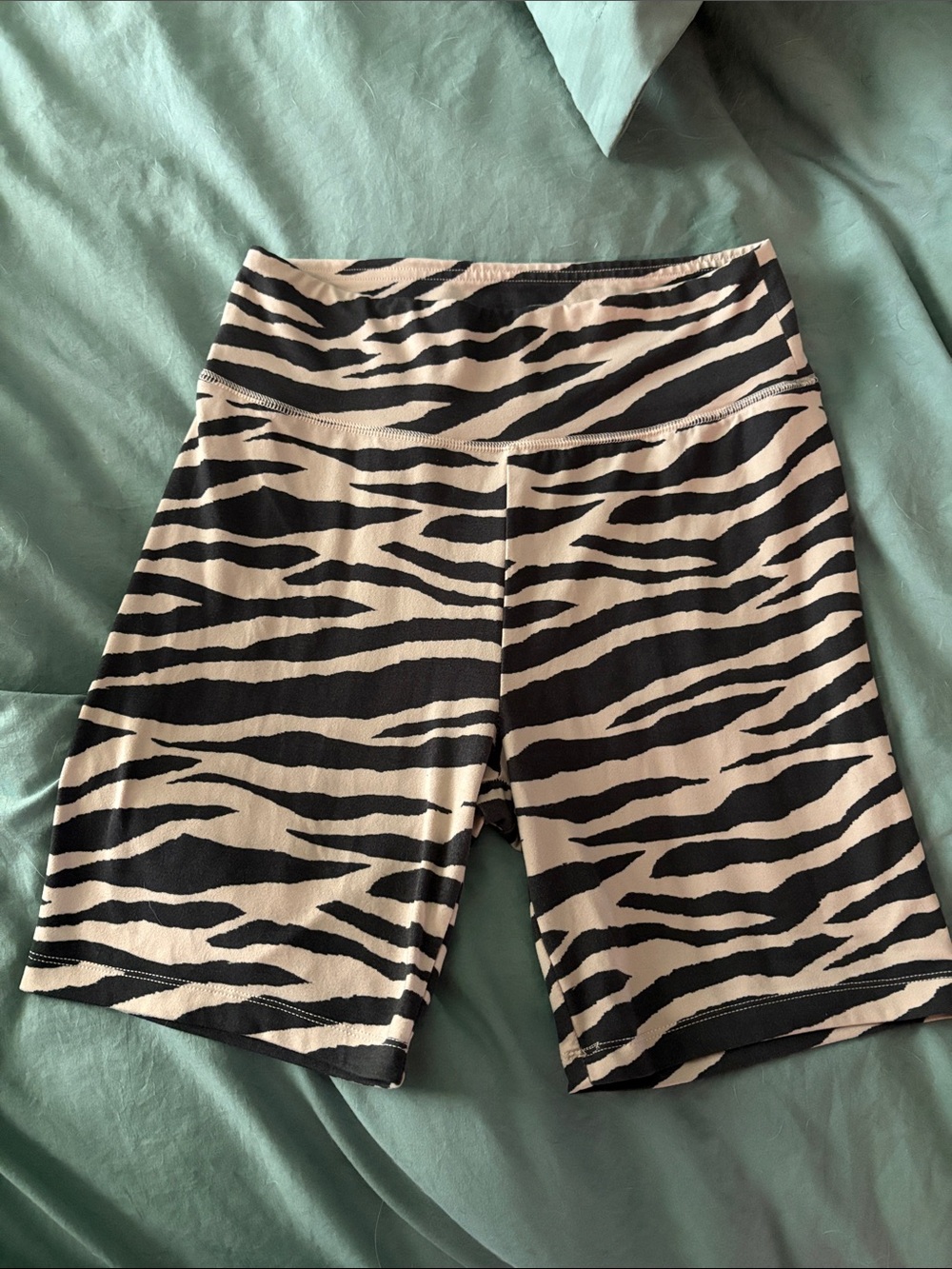 American Eagle Outfitters Zebra Print Bike Shorts — Black & Cream